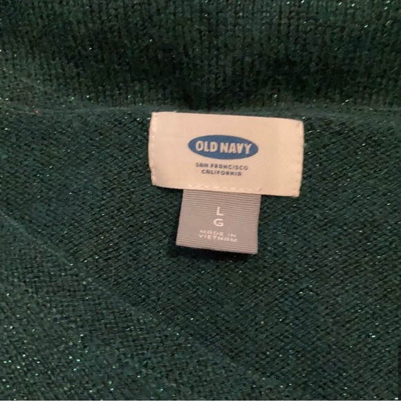 Old Navy Emerald Green Sparkly V Neck Sweater LIKE NEW! - Picture 7 of 8